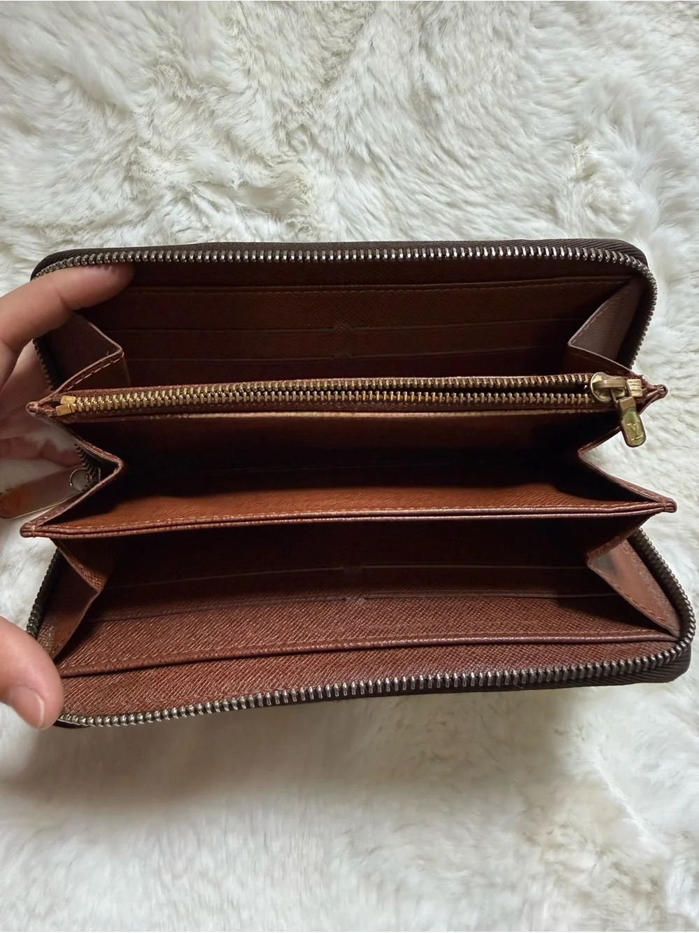 Louis Vuitton Monogram Zip Around Wallet in Brown and Gold